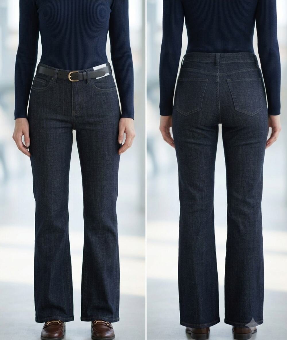 DKNY Jeans Women's Bootcut Denim Pants Dark Wash Black Sz 8L